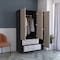 Tuhome Bolton 120 Mirrored Armoire, 2 Door Cabinet, 2 Drawers, Door W/ Mirror, Rods, Black/Light Gray CWZ5950 - alternate 3